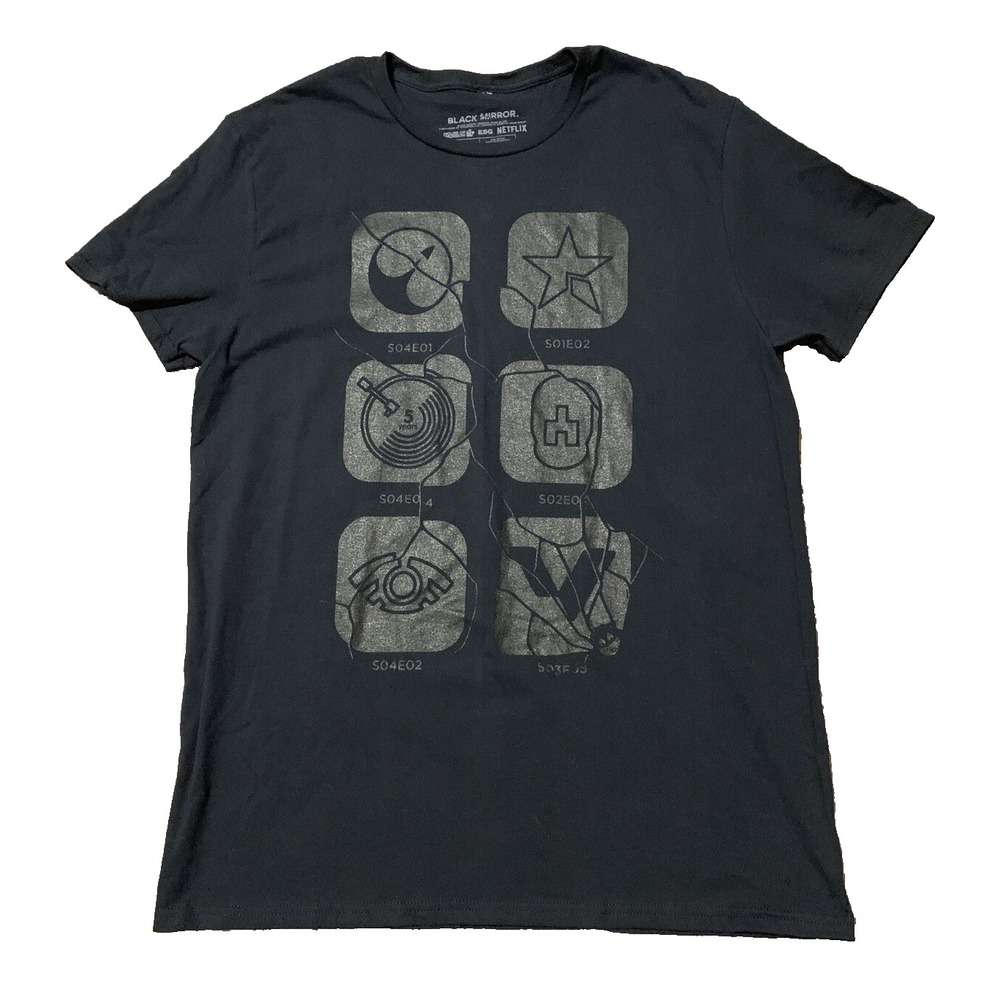 Black Mirror Men Lootwear Exclusive T-shirt Sz L Black Short Sleeves